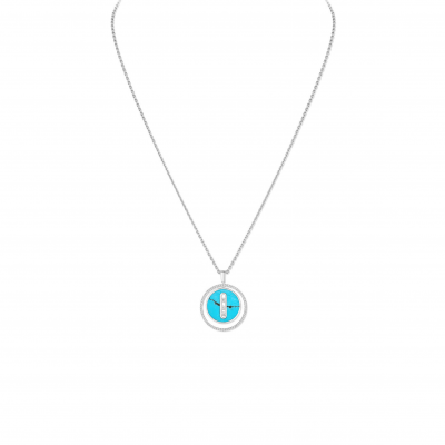 MESSIKA LUCKY MOVE TURQUOISE NECKLACE MEDIUM WHITE GOLD DIAMOND NECKLACE 10836